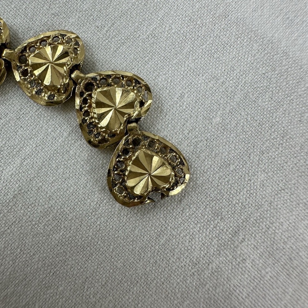 14k Vtg Beverly Hills Gold Heart Link 7" Tennis Bracelet 6 grams Repair / Scrap - Picture 4 of 8